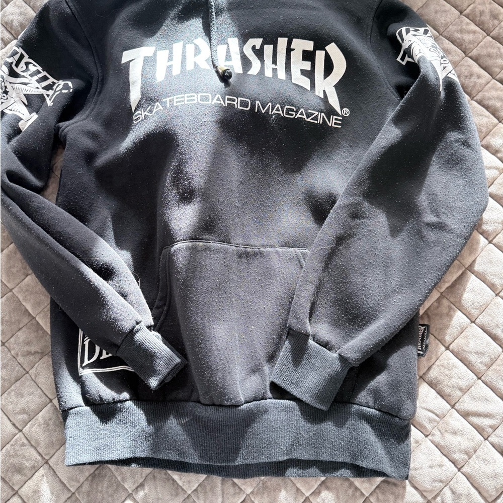 Thrasher Black Pullover Hoodie with White Logo